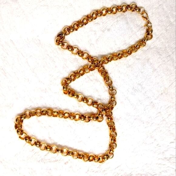Vintage AFJ 80's Hefty Goldtone 30" Interlocking Chain Necklace - Picture 9 of 10